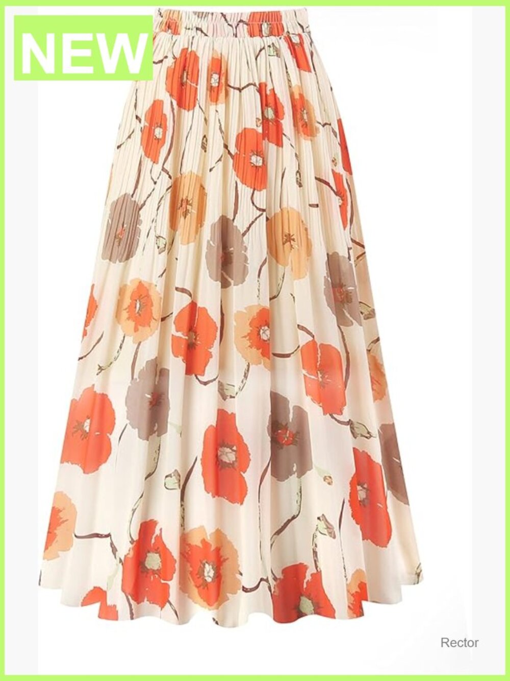 Pleated Chiffon Skirt Elastic Waist A-Line Midi Length Casual